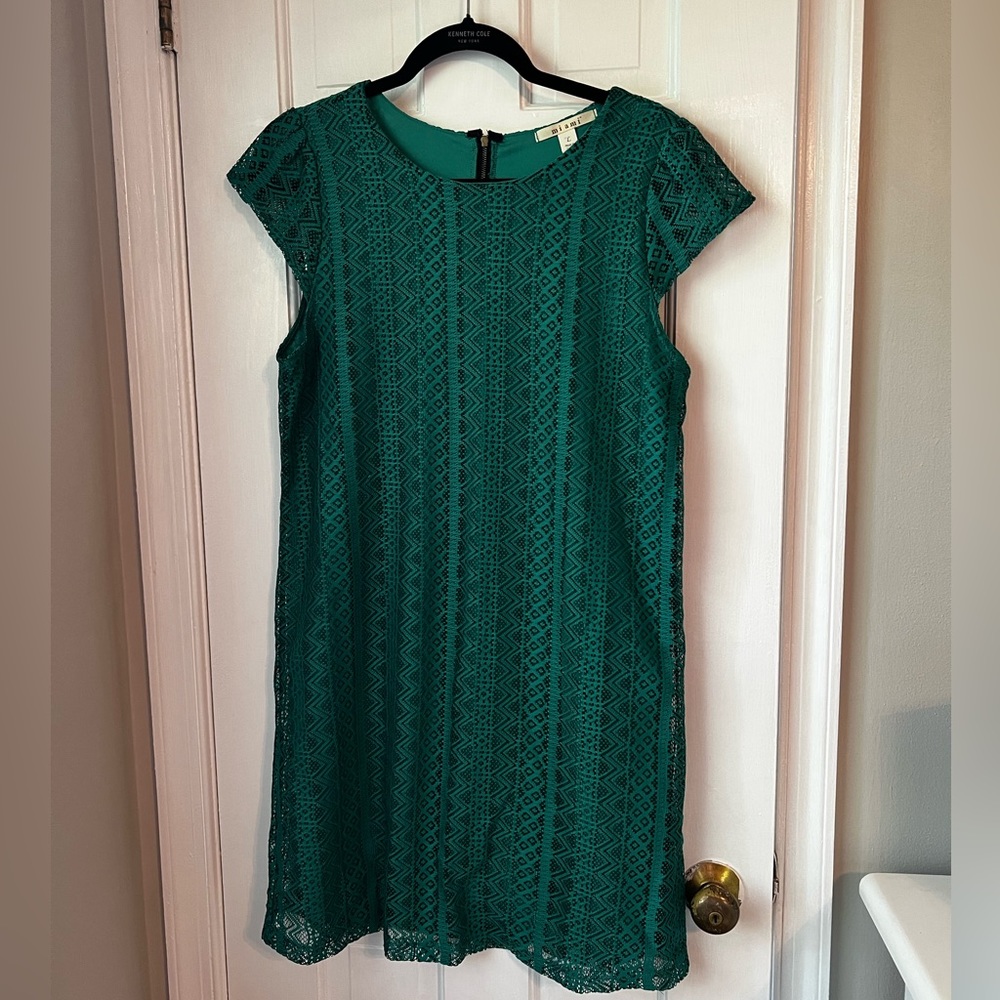 Francesca's Collections Teal Lace Mini Dress